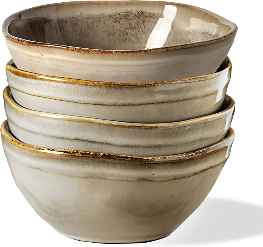 4 Pack Retro Ceramic Bowls, 5.3 Inch Japanese Small Handmade Bowl | Amazon (US)