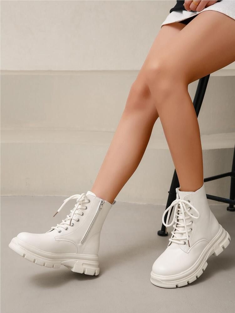 Minimalist Platform Ankle Combat Boots | SHEIN