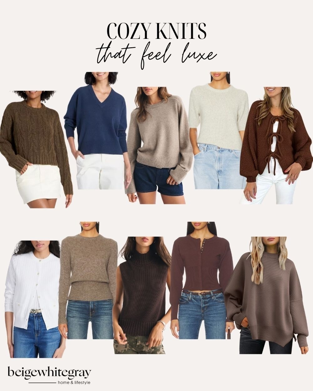 Cozy winter sweaters that feel luxe!  Winter fashion  winter sweaters  cable knit sweaters  cashmere sweater  v-neck sweater  brown sweaters  tan sweaters  white sweaters  oversized sweaters turtleneck 

#LTKSeasonal #LTKHome