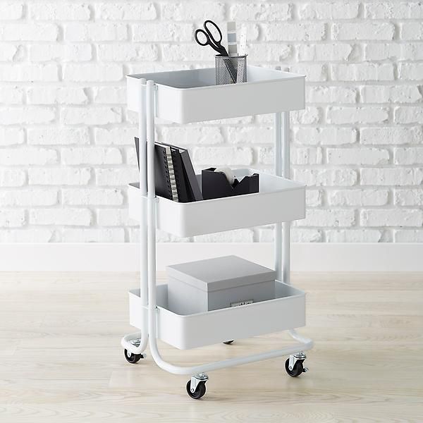 3-Tier Rolling Cart Blush | The Container Store