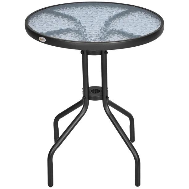 Outsunny 24" Patio Table Round Tempered Glass Top Outdoor Dining Steel Frame Backyard | Walmart (CA)