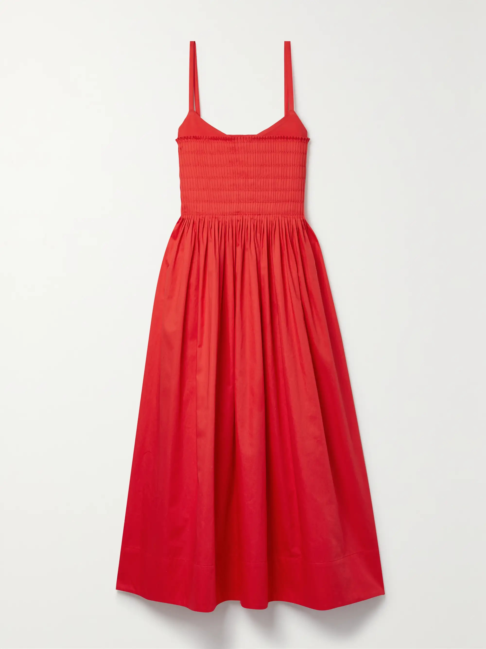 Pintucked cotton-poplin and stretch-jersey midi dress | NET-A-PORTER (US)