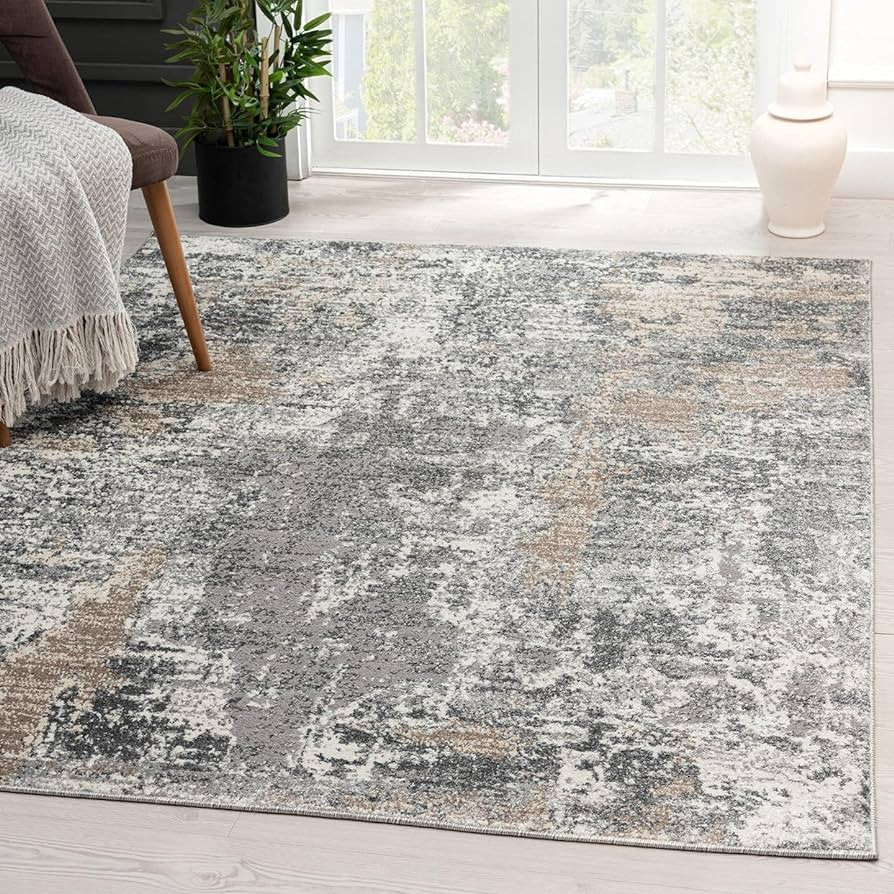 LUXE WEAVERS Euston Collection 7679 Grey 5x7 Abstract Area Rug | Amazon (US)