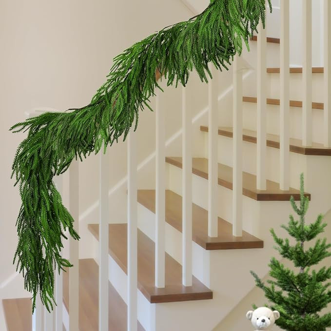 6 Ft Christmas Norfolk Pine Garland, Dense Norfolk Pine Realistic Touch Garland, Artificial Pine ... | Amazon (US)