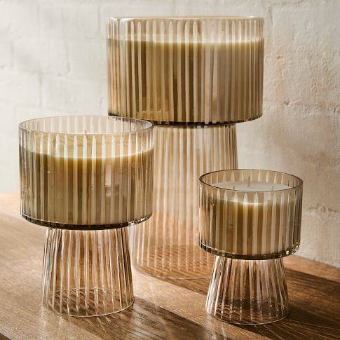 Luster Glass Pedestal Candles &ndash; Iced Elm &amp; Bergamot | West Elm (US)