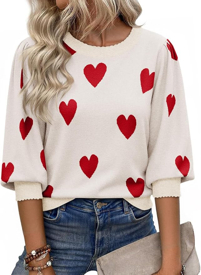 Cicy Bell Womens 3/4 Puff Sleeve Sweater Tops Fall Casual Crew Neck Lightweight Knit Pullover Loo... | Amazon (US)