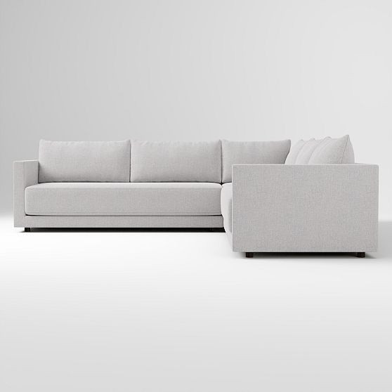 Melbourne 2.5-Seat Sofa Bench 3-Piece Corner Sectional, Performance Coastal Linen Frost Gray | West Elm (US)