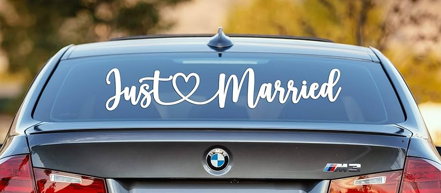 Vinyl Decal 26X5 Just Married Car Decorations, Removable, Elegant Just Married Decorations Add Sp... | Amazon (US)