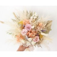 Blush Rose Toffee Bouquet/Large Palm Spear Pampas Bouquet New 2022 Spring Wedding | Etsy (US)