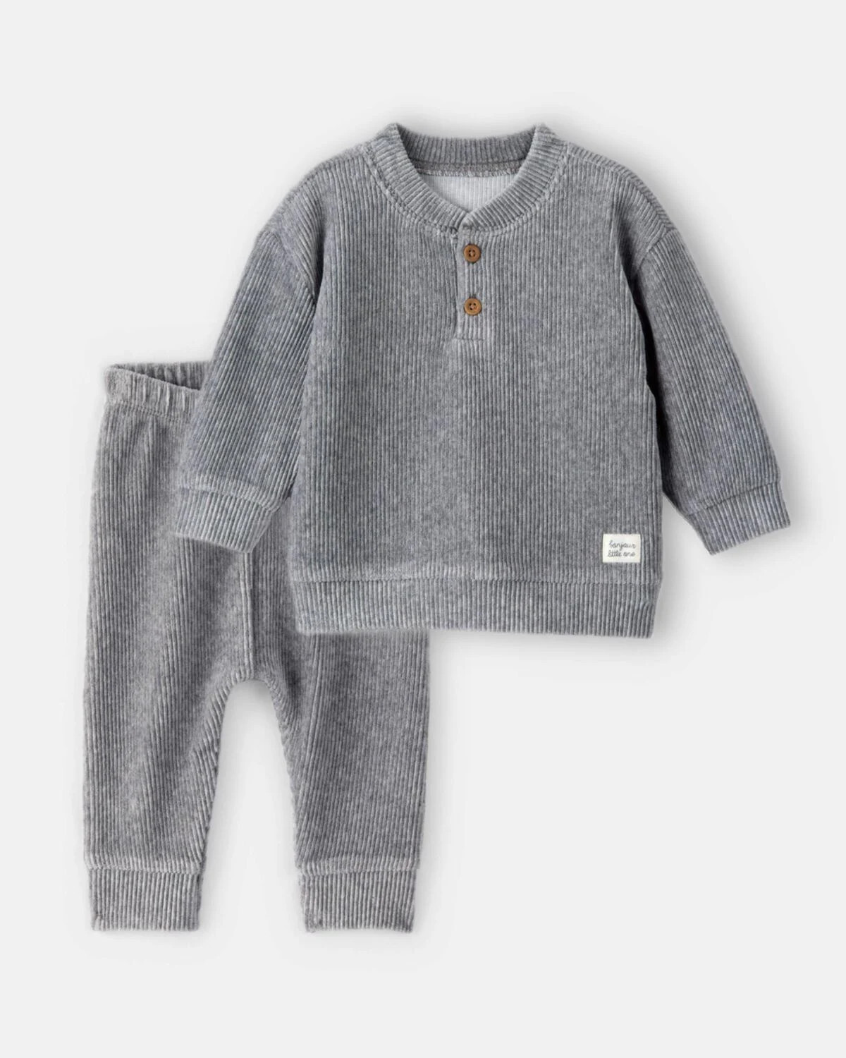 Baby Boy 2-Piece Ribbed Pullover Sweatshirt & Pants Set - Grey | Carter's Inc