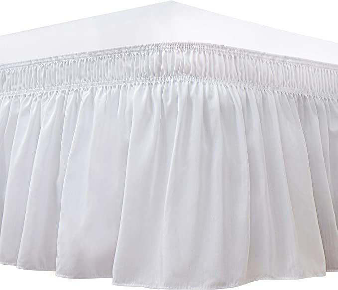 Biscaynebay Wrap Around Bed Skirts for King & Cal King Beds with Short Drop of 12", White Elastic... | Amazon (US)