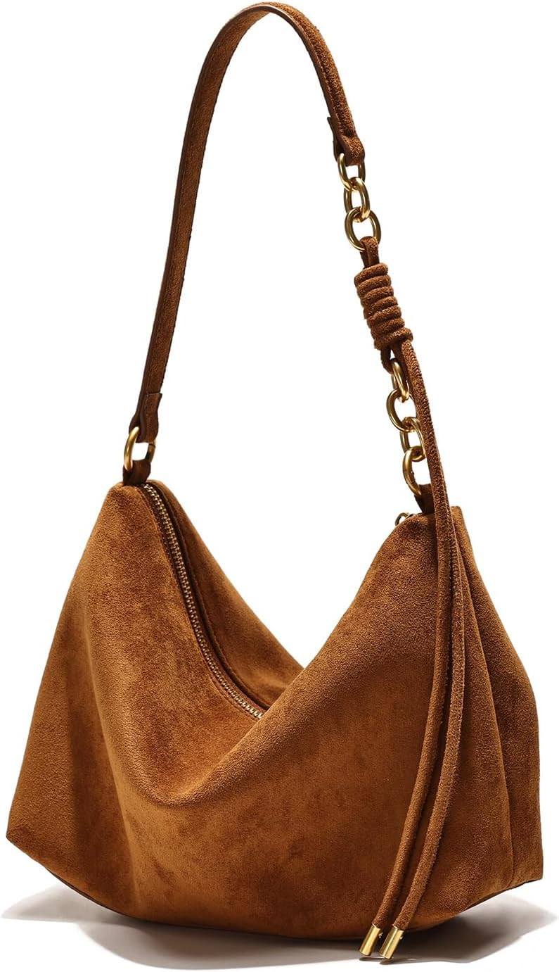 Small Shoulder bag For Women Faux Suede Handbag Soft Hobo Cute Crossbody with Adjustable Strap | Amazon (US)