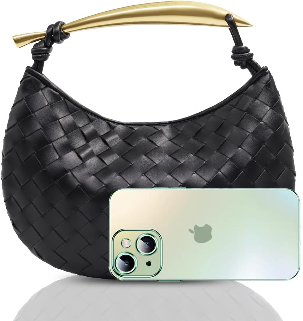 Woven Leather Handbag Fashion Dumpling Bag Evening Bag for Women Hobo Bag Knotted Clutch Purse | Amazon (US)