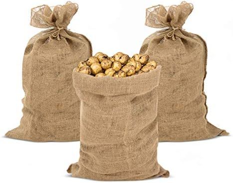 GROWNEER 3 Packs 39 x 24 Inches Burlap Potato Sack Race Bags with 3 Pcs Jute Ropes, for Potatoes,... | Amazon (US)