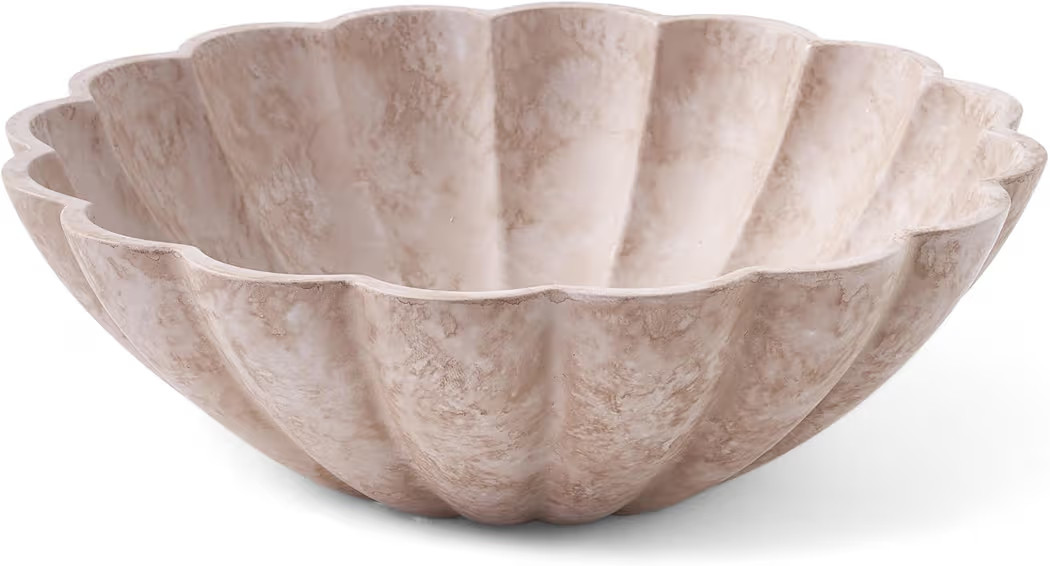 Large Decorative Bowl, Modern Storage Bowls for Home Decor, Artificial Stone Beige Color, Stylish... | Amazon (US)