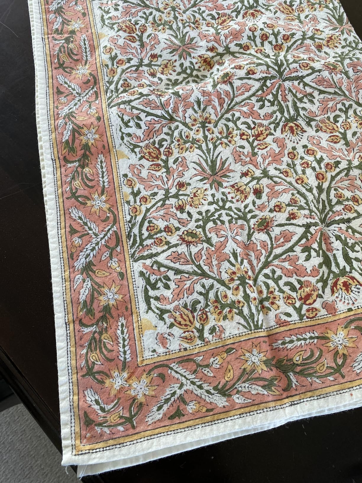 Ridhi Sassy Salmon and Emerald Green Hand Block Print Cotton Cloth Dinning Table Cover Wedding Fa... | Amazon (US)