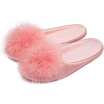 GRITHEIM Women's Fuzzy Pom Pom Velvet Memory Foam House Slippers Ladies Cozy Chenille Knit Bedroo... | Amazon (US)