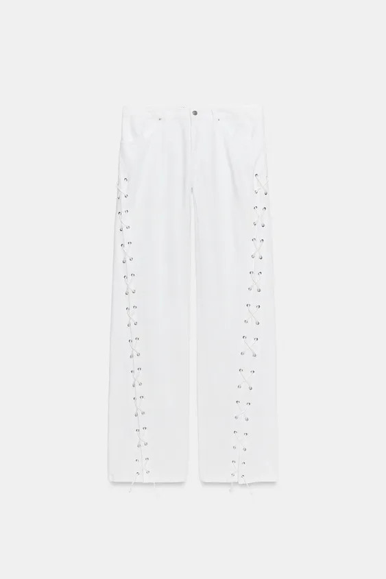 TRF MID RISE STRAIGHT LEG LACE-UP JEANS | Zara US