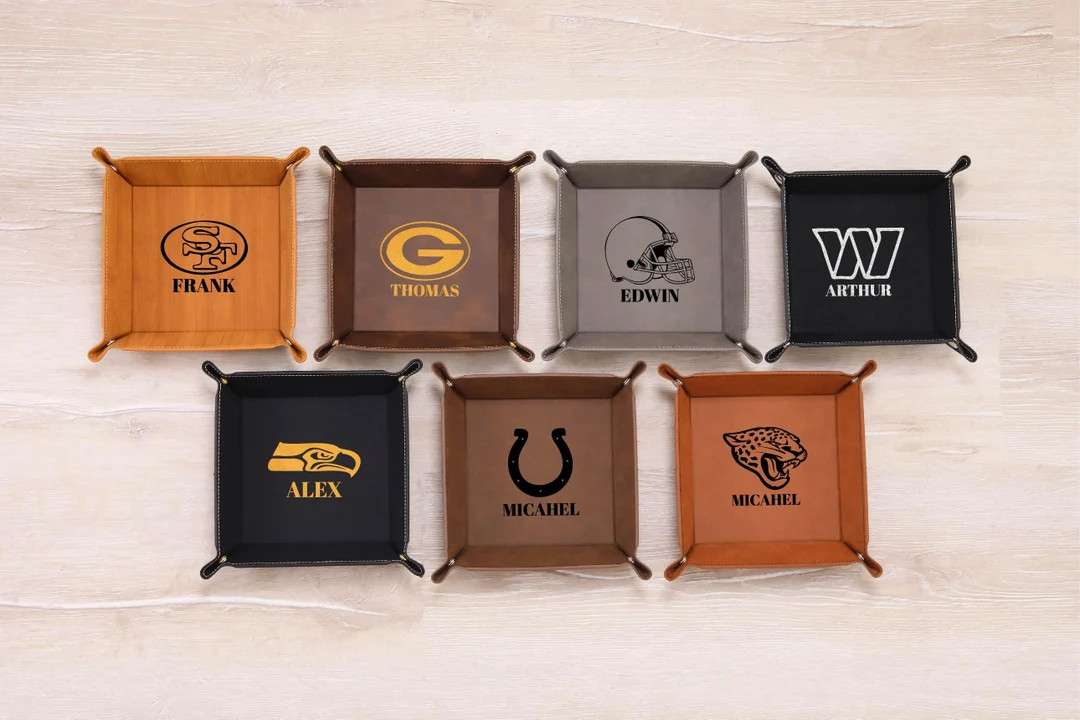 Custom Vegan Leather Valet Tray for Football Team, Football Player Gift, Warrior Gift, Football T... | Etsy (US)