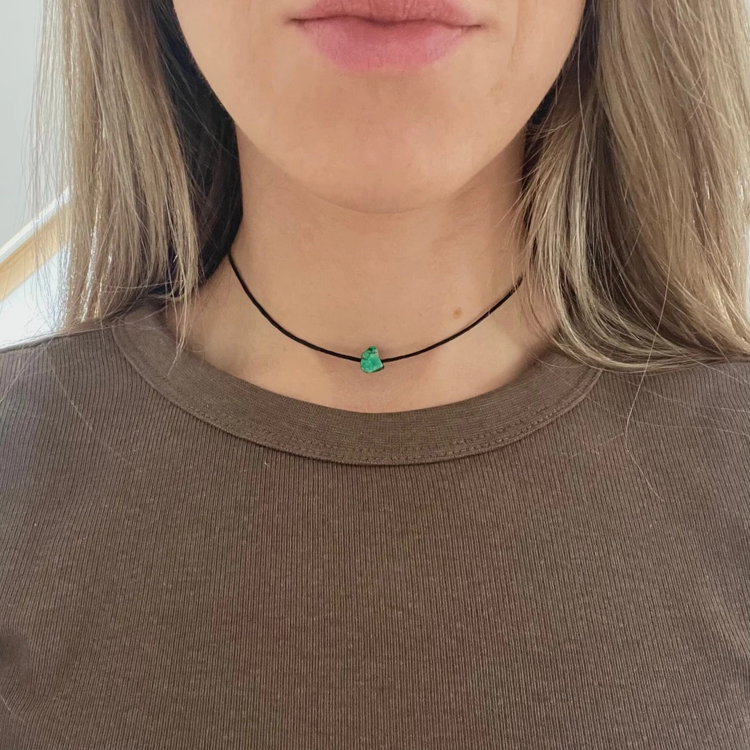 The Jasper Choker, Green Jasper Raw Crystal Chip Choker Necklace, Adjustable Choker, Summer Choke... | Etsy (US)