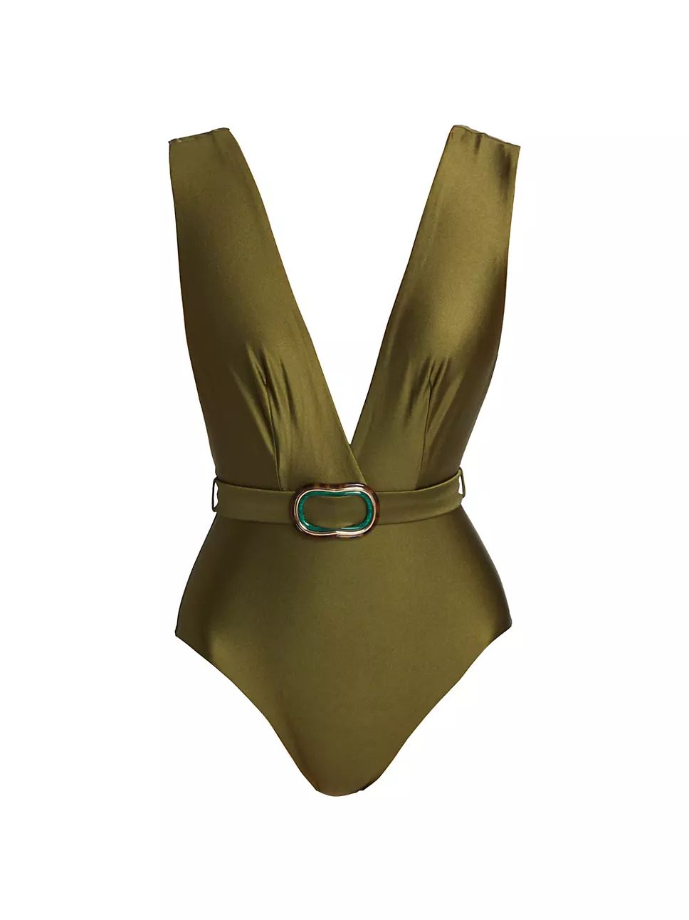 Junie Belted Plunge One-Piece Swimsuit | Saks Fifth Avenue