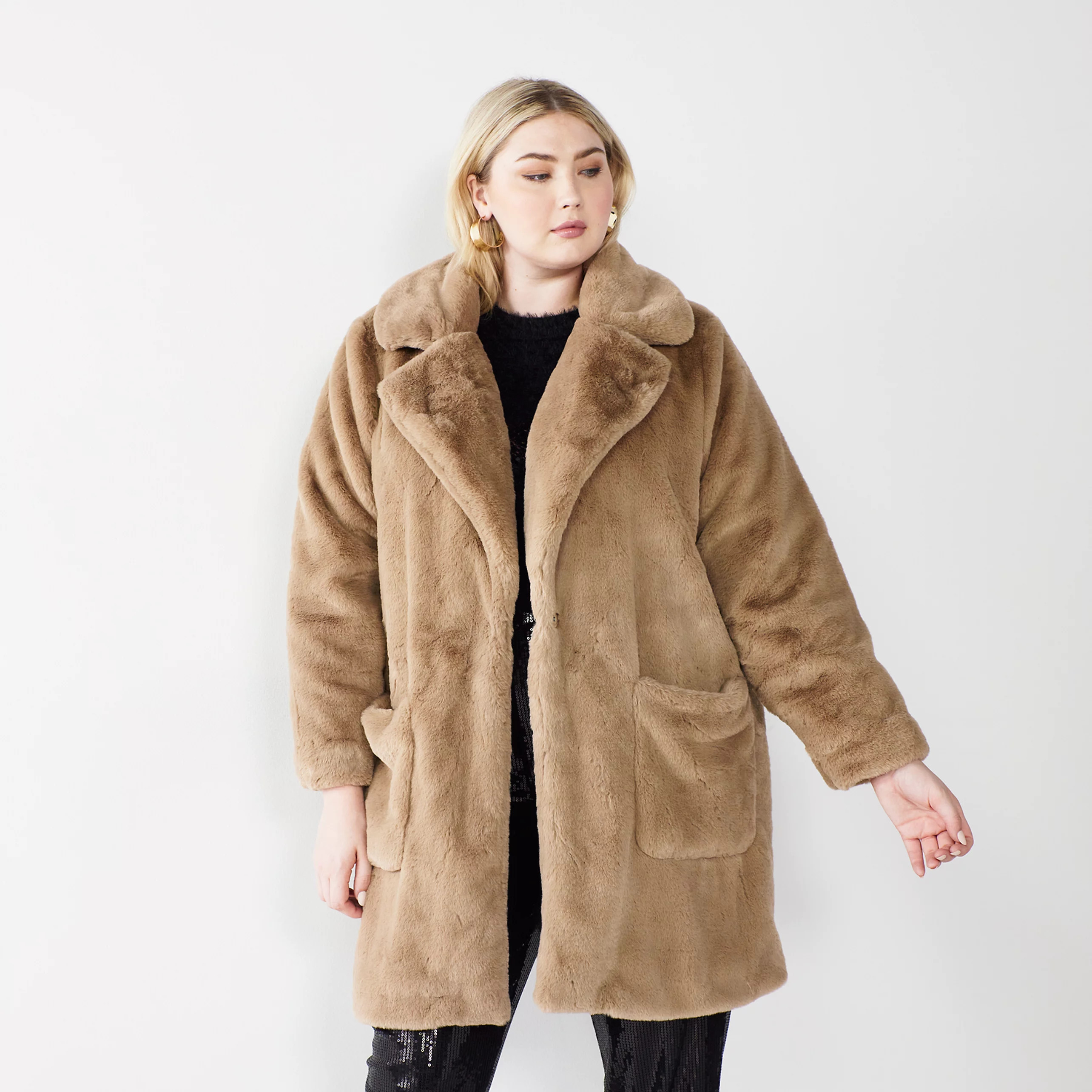 Plus Size Cara Santana x Nine West Faux-Fur Coat | Kohl's