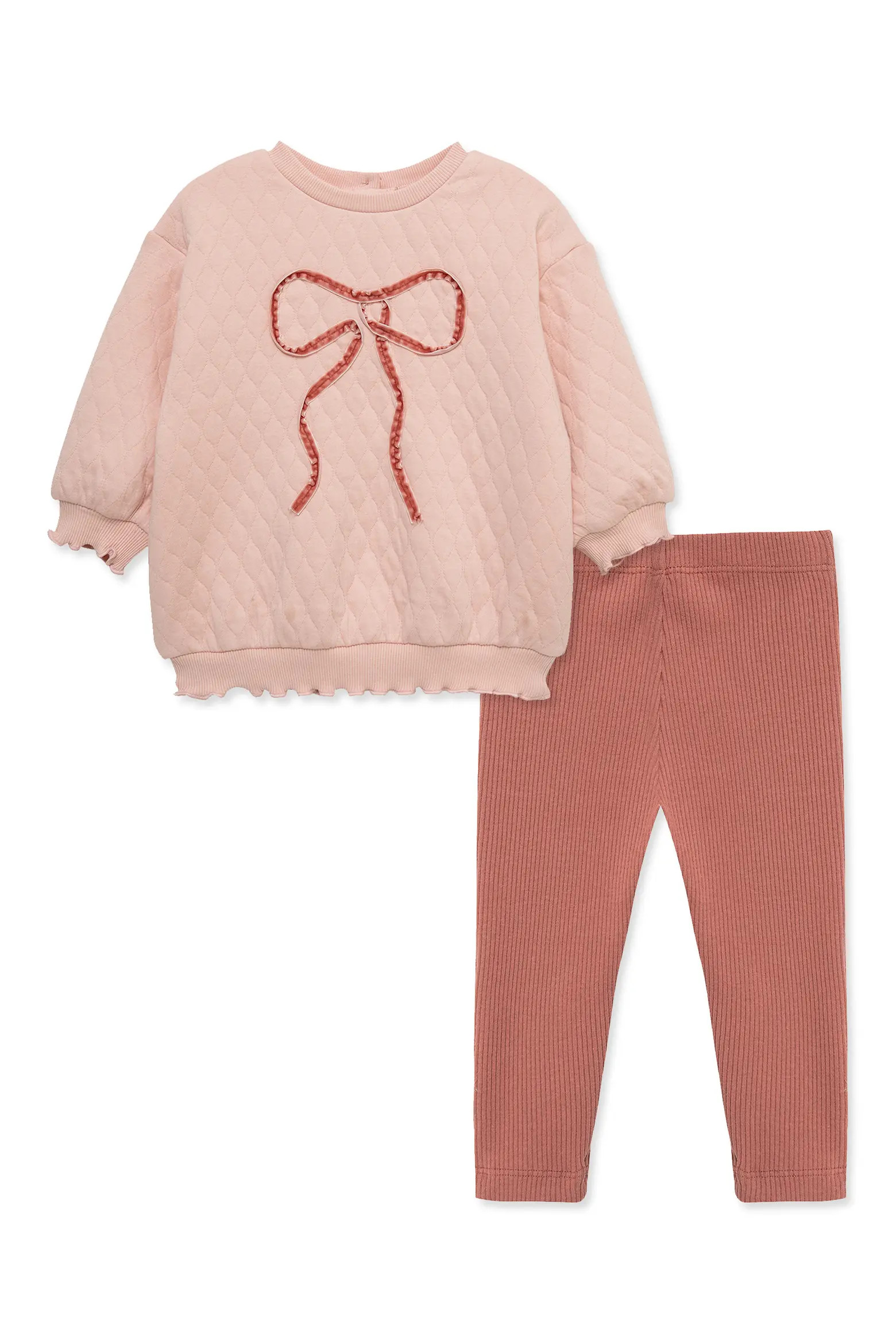 Bow Appliqué Quilted Crewneck Sweatshirt & Ribbed Leggings Set (Women) | Nordstrom | Nordstrom