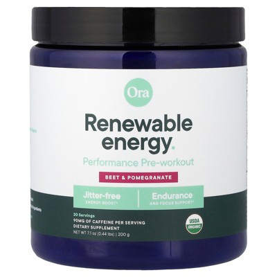 Ora Renewable Energy, Performance Pre-Workout, Beet & Pomegranate, 0.44 lb (200 g) | Target