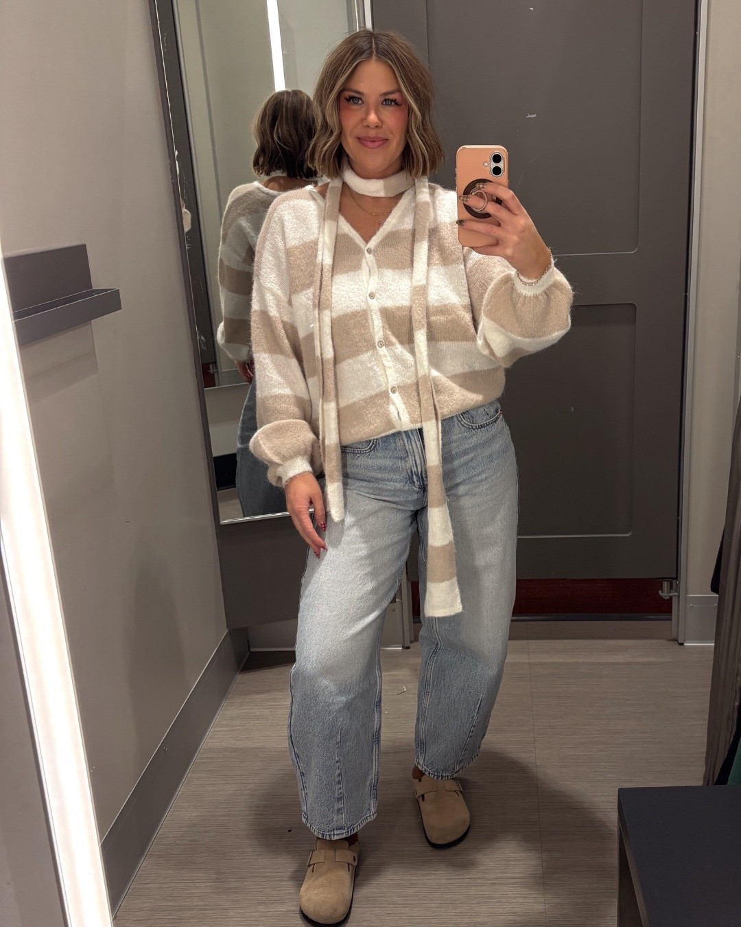 TARGET OUTFIT
I am obsessed with this button down stripe sweater with a matching scarf attached, y’all it’s so good!!! These barrel jeans are one of my favorite loafers pairs and you can’t go wrong with clogs!!
#target #targetoutfit #targetstyle #targetfashion #winteroutfit #casualoutfit #sweater #barreljeans #momoutfit 


#LTKootd #LTKFindsUnder50 #LTKFindsUnder100