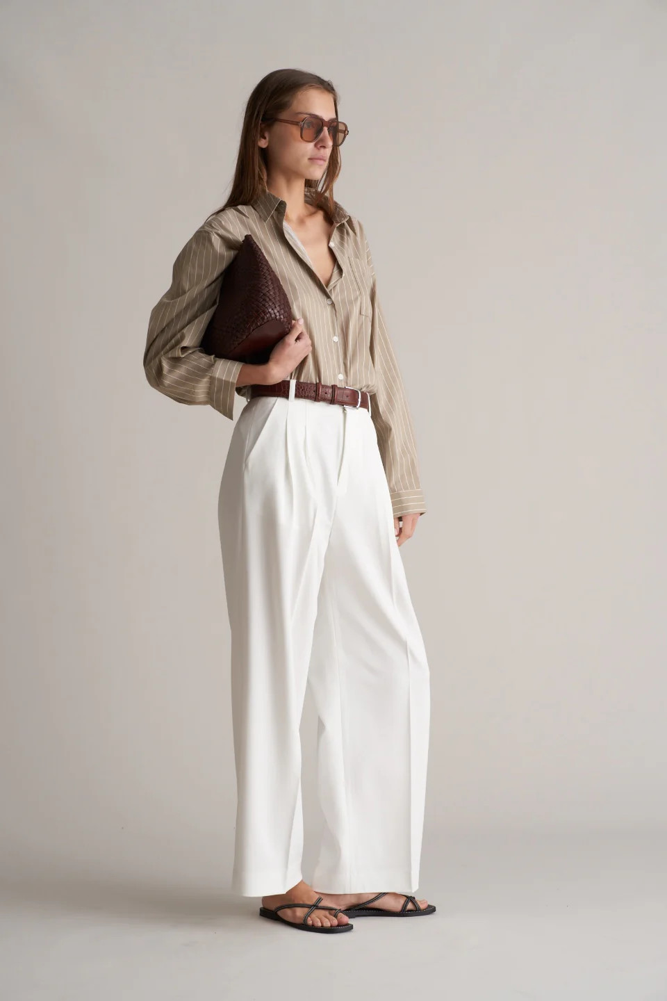 Penn Pintuck Trousers White | Marcela London