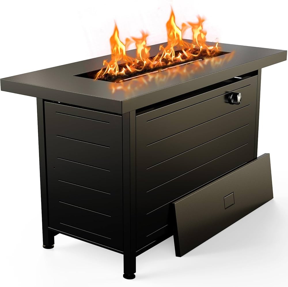 Ciays 42 Inch Gas Fire Pit Table, 60,000 BTU Propane Pits for Outside with Steel Lid and Lava Roc... | Amazon (US)