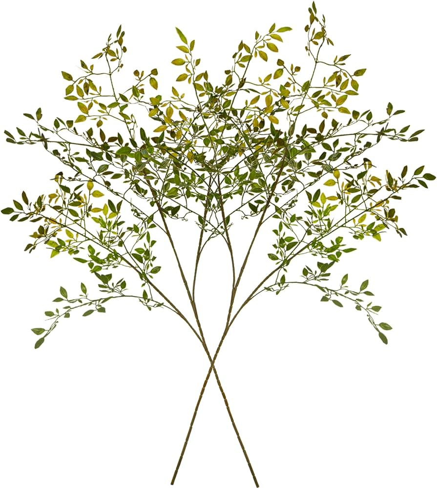 Amazon.com: Ttranewsoo 2Pcs Artificial Greenery Stems, 43.6" Nandina Branches Tall Faux Plant Ste... | Amazon (US)