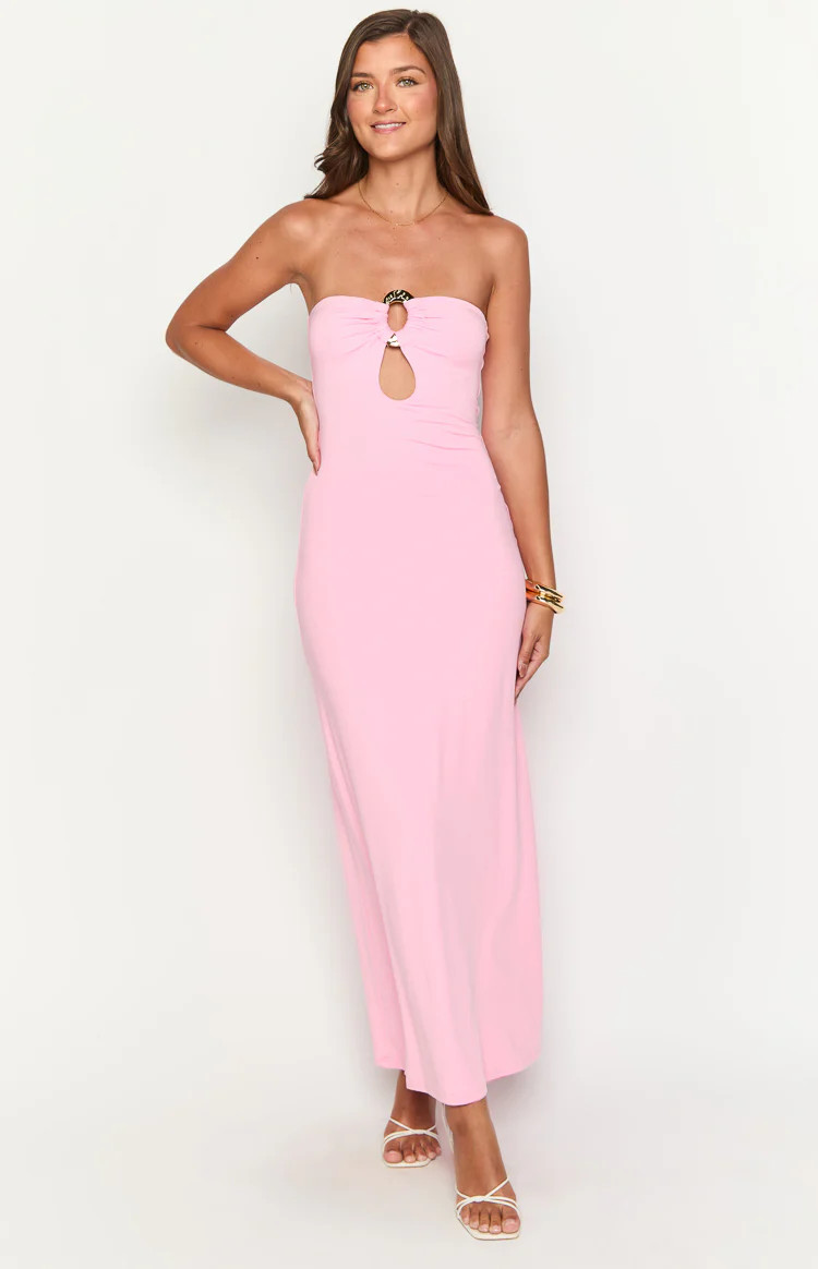 Harriet Pink Strapless Maxi Dress | Beginning Boutique (US)