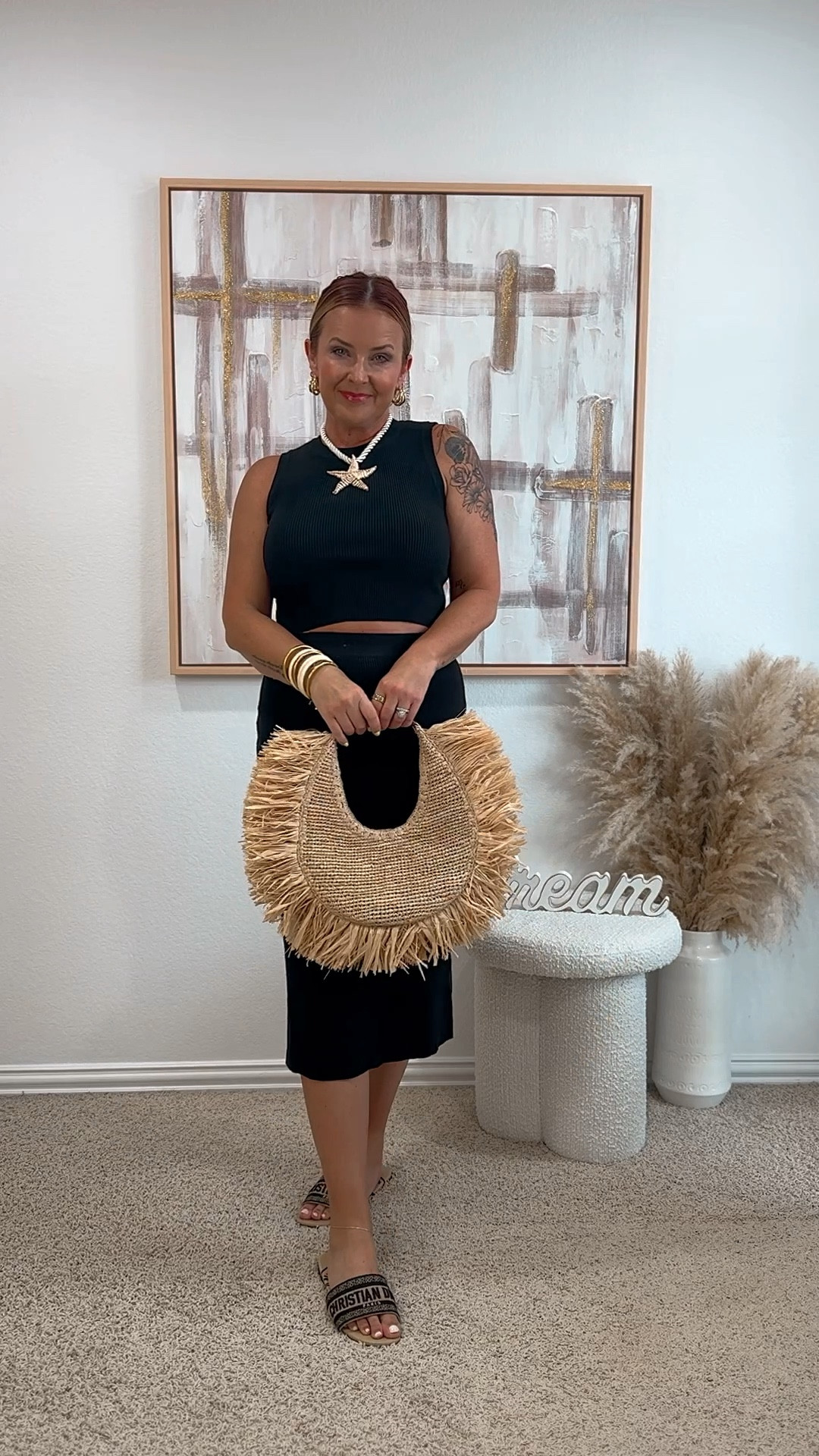 Two ways to style this ribbed Amazon skirt set 🖤 for a beach vacay + brunch with the girls! Starfish necklace is from Zara.

#LTKOver40 #LTKSummerEdit #LTKFindsUnder50