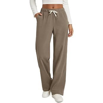 ODODOS Women's Brushed Fleece Straight Leg Pants – Cozy Warm High Waisted Relaxed Lounge Sweatp... | Amazon (US)