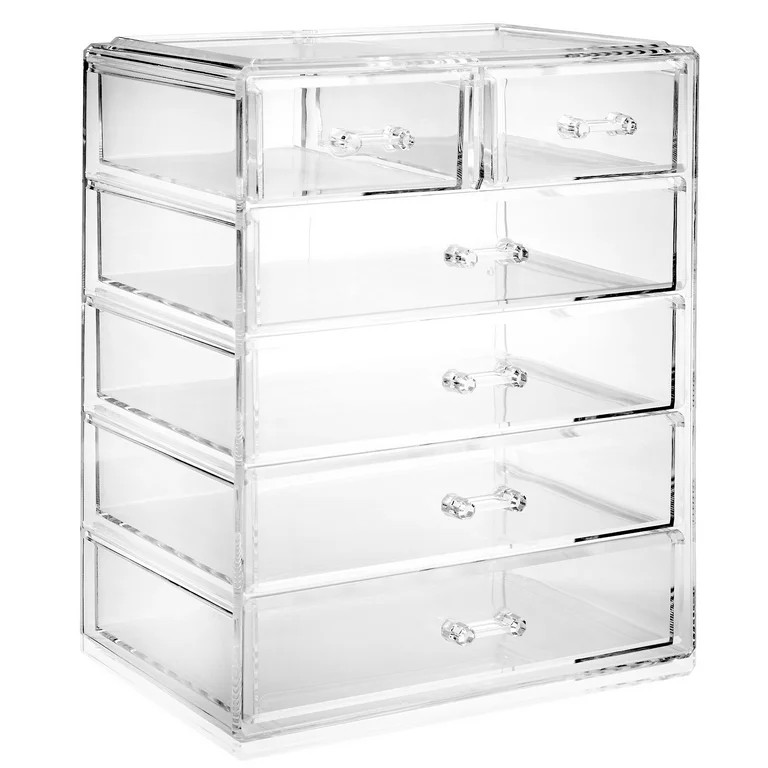 Casafield Acrylic Cosmetic Makeup Organizer & Jewelry Storage Display Case - 4 Large, 2 Small Dra... | Walmart (US)