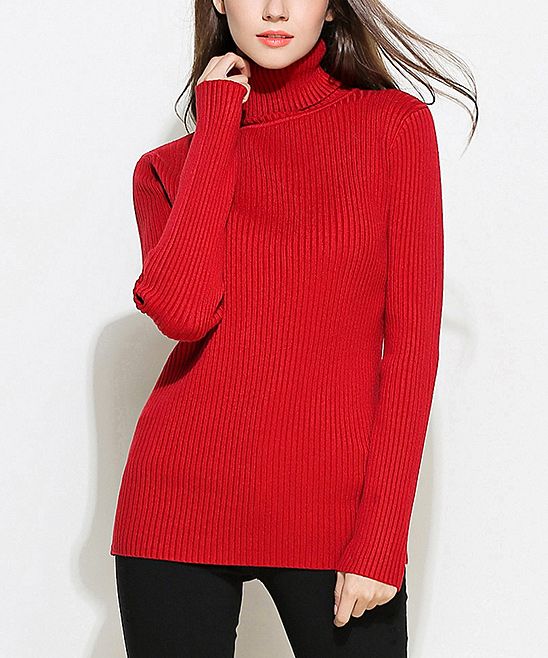 Red Turtleneck Sweater - Women | zulily