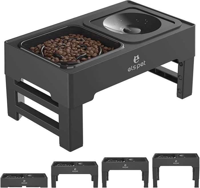 Elevated Dog Bowls, Adjustable Raised Dog Bowls with No Spill Dog Water Bowl and Stainless Steel/... | Amazon (US)