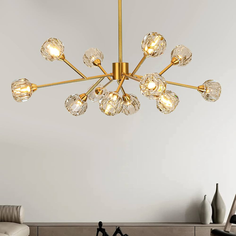 Weesalife Sputnik Chandeliers Modern Crystal Pendant Lighting Gold Chandelier 12 Lights Mid Centu... | Amazon (US)