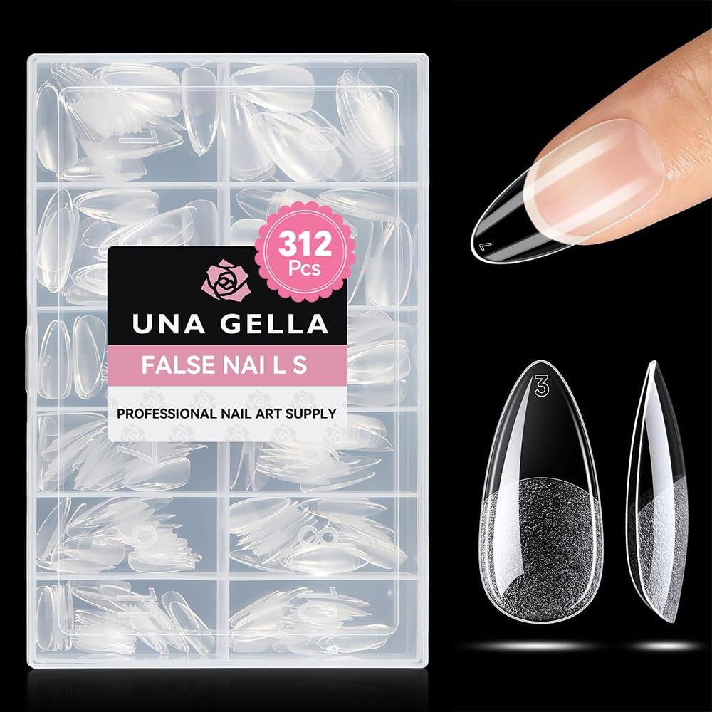 UNA GELLA Medium Almond Gel Nail Tips Half Matte 312pcs Almond Gel Nails No C Curve Clear False F... | Amazon (CA)