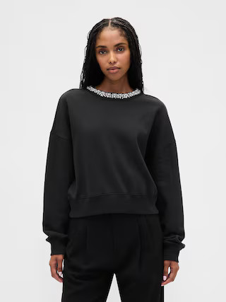 VintageSoft Jewel-Neck Crop Sweatshirt | Gap (US)