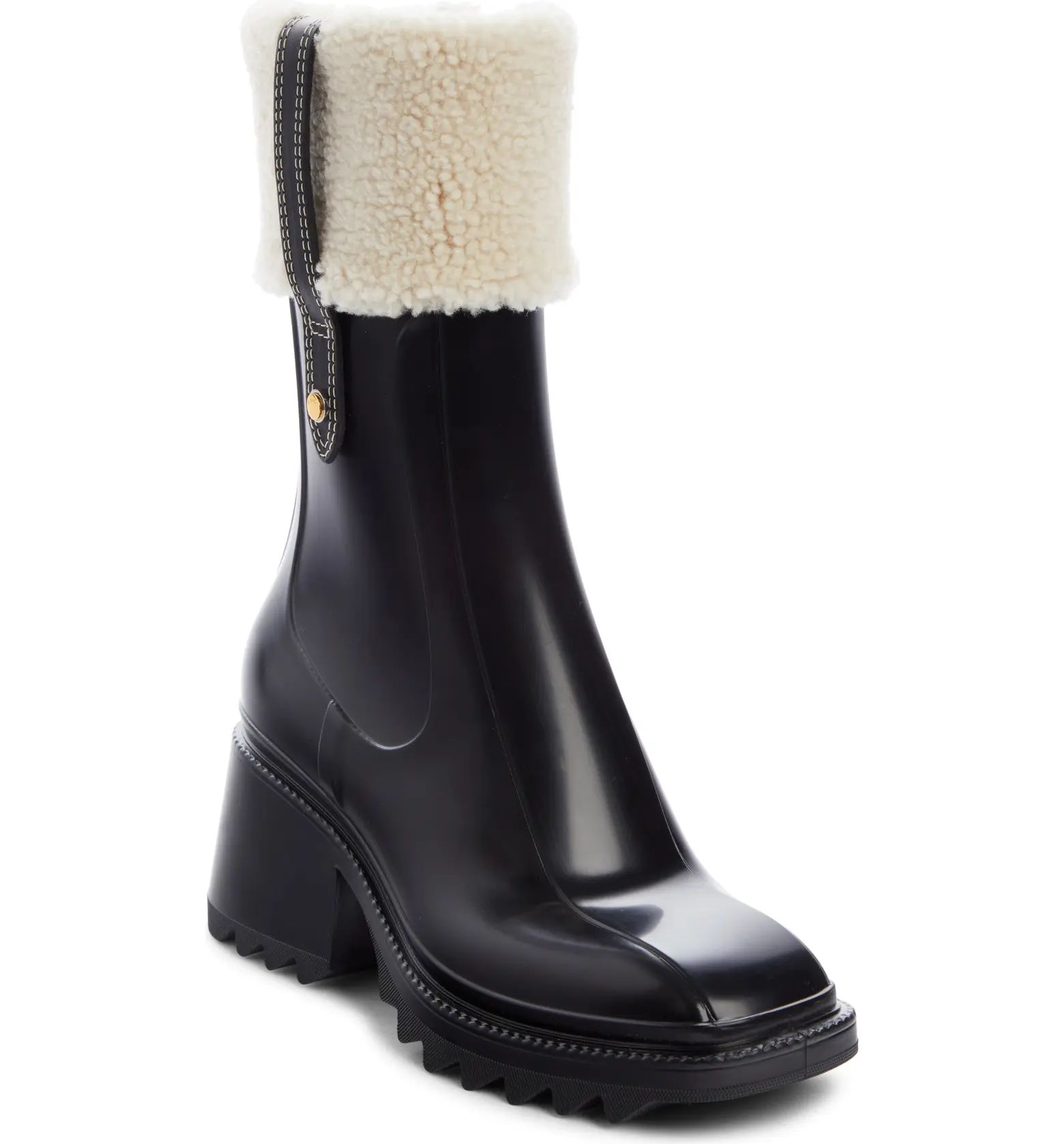 Chloé Betty Genuine Shearling Cuff Water Resistant Rain Boot | Nordstrom | Nordstrom