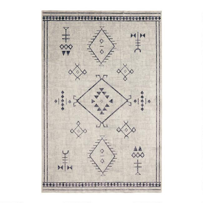 Black and White Moroccan Style Washable Area Rug | World Market