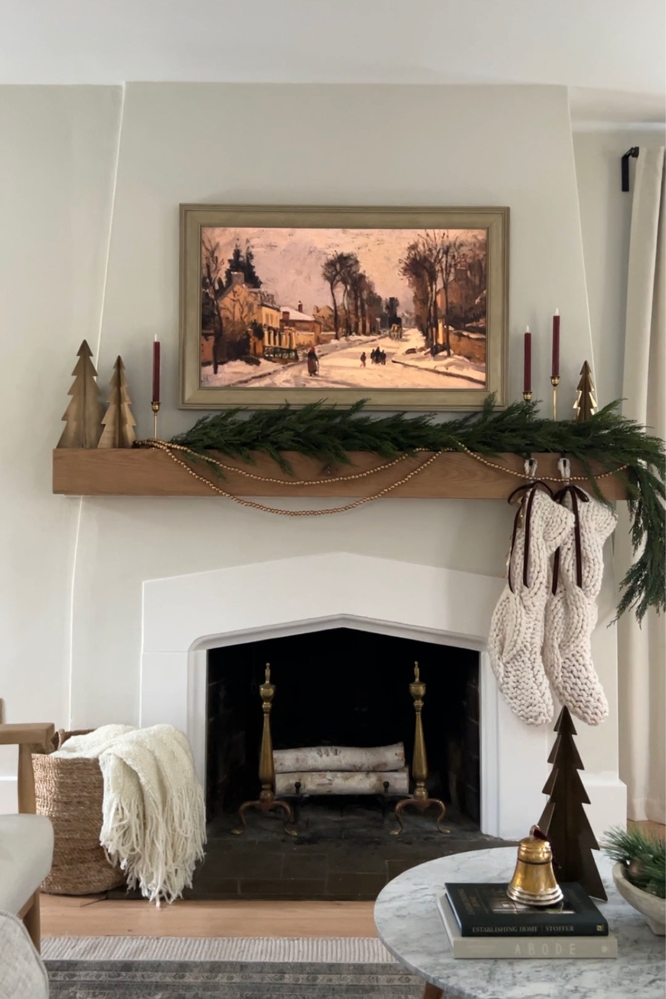 Cozy fireplace decorated for Christmas 🌲❤️ #christmasdecor #christmasfireplace 

#LTKHoliday #LTKhome #LTKSeasonal