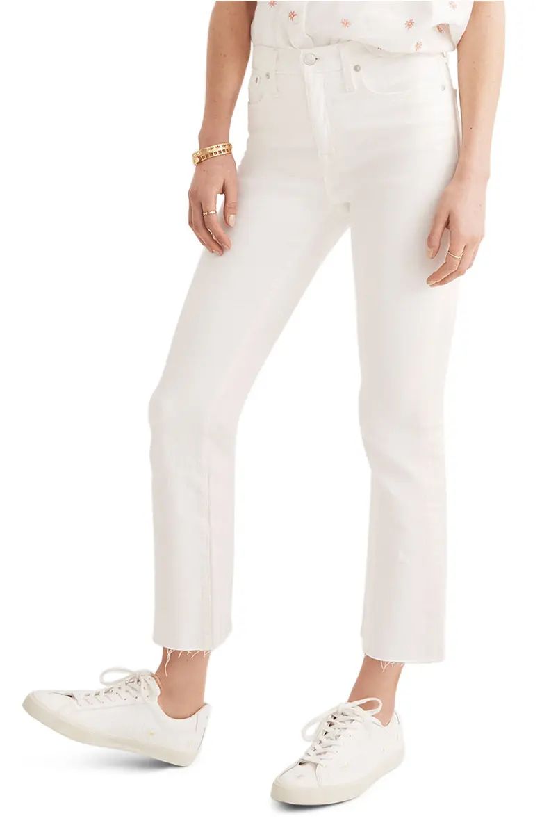 Madewell Short Cali Raw Edge Demi Boot Jeans (Pure White) | Nordstrom