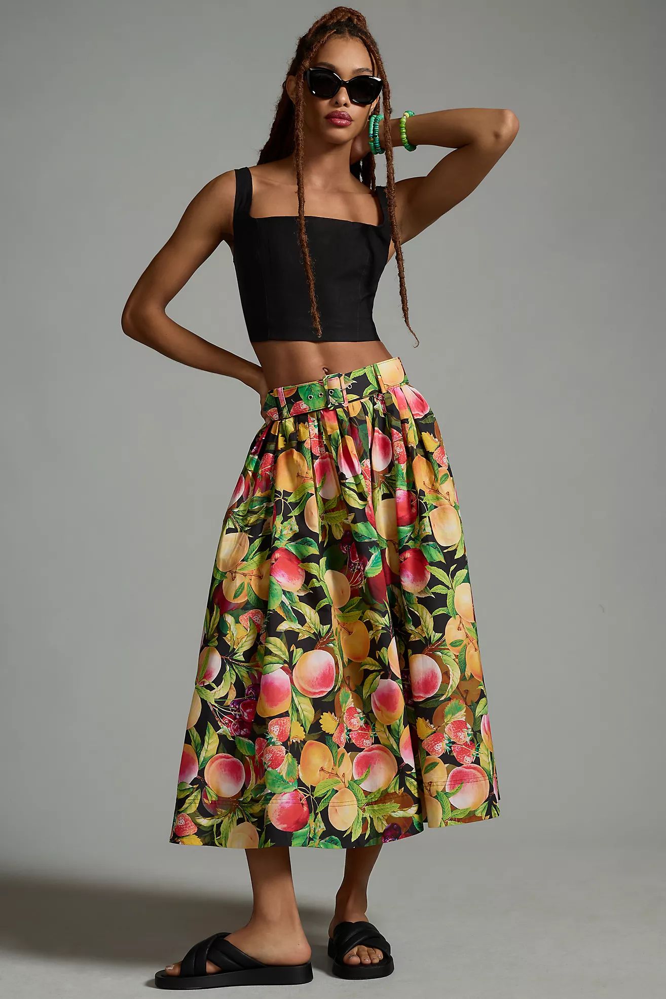 Maeve Belted Circle Skirt | Anthropologie (US)