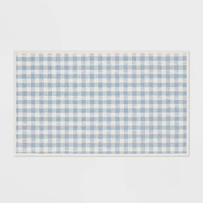 34" x 20" Cotton Gingham Kitchen Rug Light Blue - Threshold™ | Target