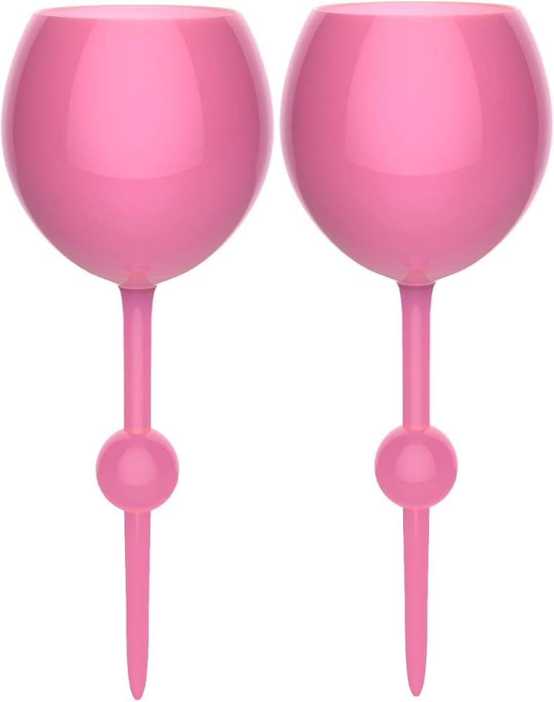 The Beach Glass - TWO PACK Original Floating Wine Glass - Acrylic and Shatterproof Beer, Cocktail, Drinking Cups for Pool, Beach, Camping and Outdoor Picnic Use - 12 Oz (Pink, Pack of 2) | Amazon (US)
