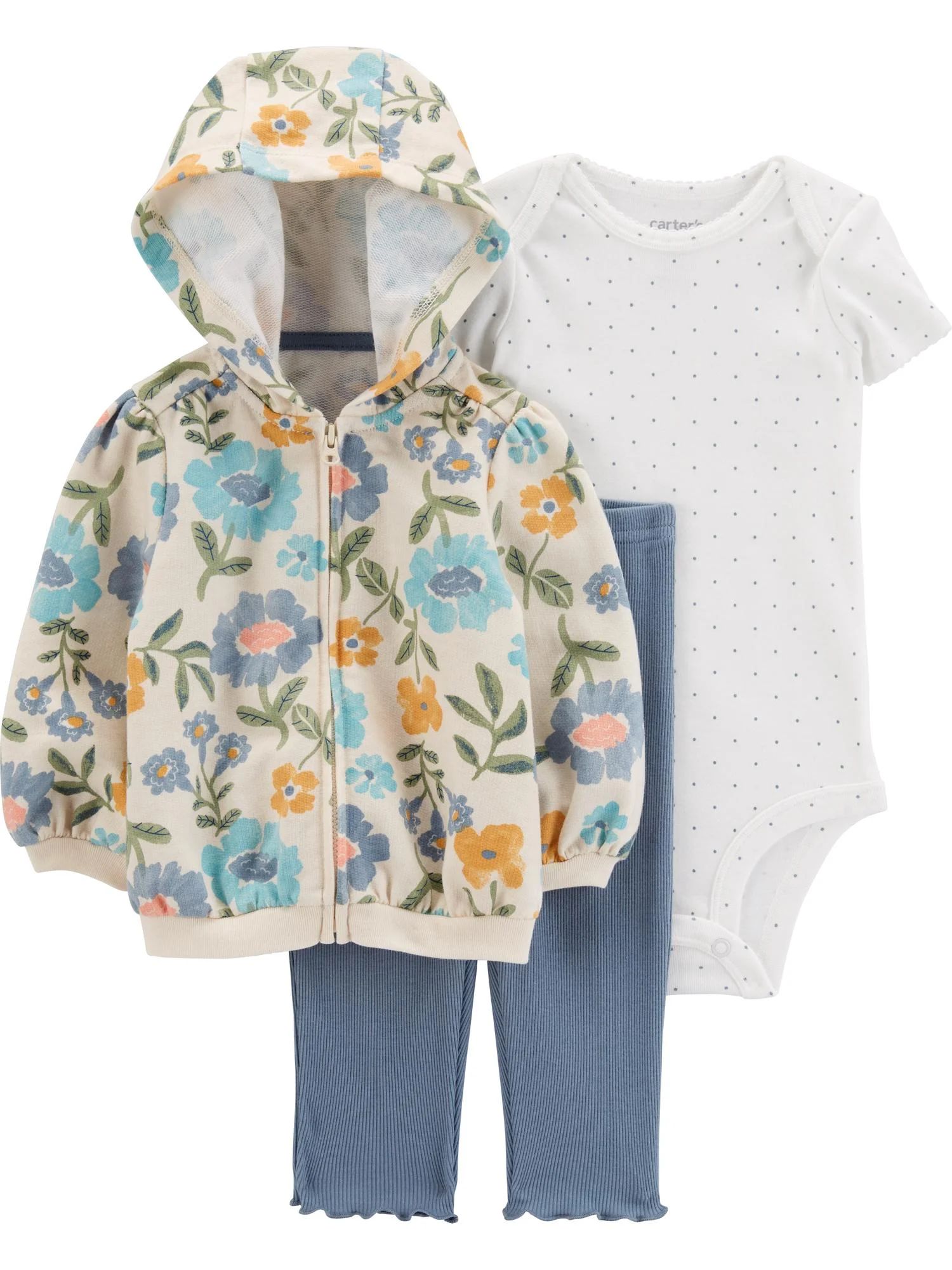 Carter's Child of Mine Baby Girl Cardigan Outfit Set, 3-Piece, Sizes 0/3-24 Months | Walmart (US)