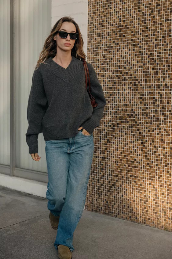 V-NECK KNIT JUMPER | Zara Canada